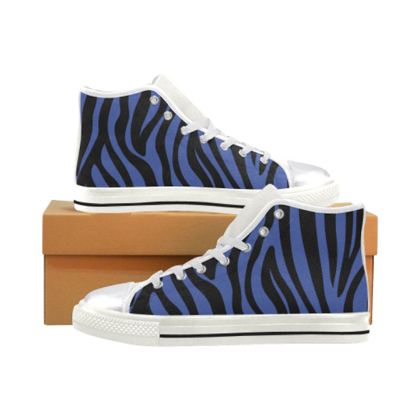 Womens Chucks High Top Sneakers - Custom Zebra Pattern w/White Background - Blue Zebra / US6 - Footwear chucks sneakers sneakers zebras