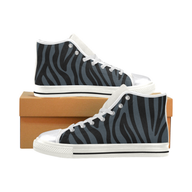 Womens Chucks High Top Sneakers - Custom Zebra Pattern w/White Background - Charcoal Zebra / US6 - Footwear chucks sneakers sneakers zebras