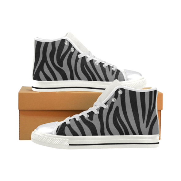 Womens Chucks High Top Sneakers - Custom Zebra Pattern w/White Background - Gray Zebra / US6 - Footwear chucks sneakers sneakers zebras
