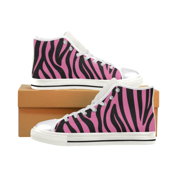 Womens Chucks High Top Sneakers - Custom Zebra Pattern w/White Background - Hot Pink Zebra / US6 - Footwear chucks sneakers sneakers zebras