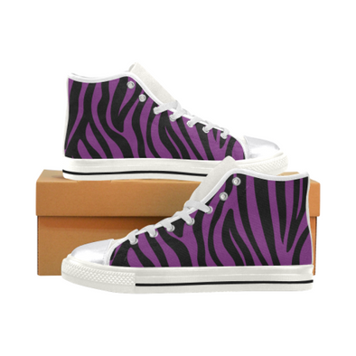 Womens Chucks High Top Sneakers - Custom Zebra Pattern w/White Background - Purple Zebra / US6 - Footwear chucks sneakers sneakers zebras
