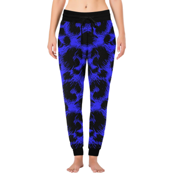 Womens Long John Pajamas - New Leopard Pattern - Blue-Black Leopard / XS - Clothing big cats hot new items leggings leopards