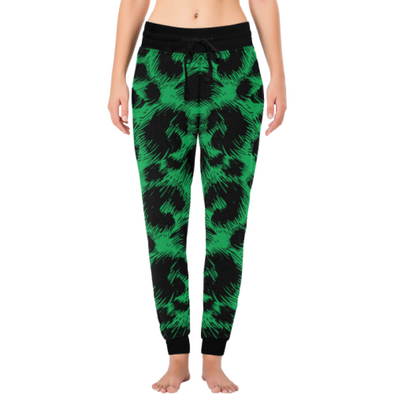 Womens Long John Pajamas - New Leopard Pattern - Green-Black Leopard / XS - Clothing big cats hot new items leggings leopards