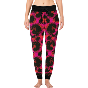 Womens Long John Pajamas - New Leopard Pattern - Pink-Orange-Black Leopard / XS - Clothing big cats hot new items leggings leopards