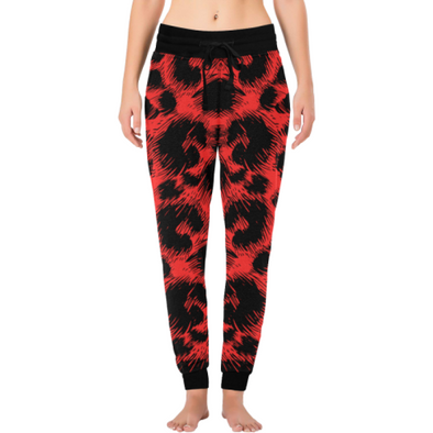 Womens Long John Pajamas - New Leopard Pattern - Red-Black Leopard / XS - Clothing big cats hot new items leggings leopards