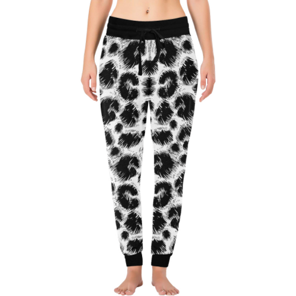 Womens Long John Pajamas - New Leopard Pattern - White-Black Leopard / XS - Clothing big cats hot new items leggings leopards