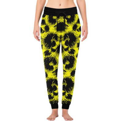 Womens Long John Pajamas - New Leopard Pattern - Yellow-Black Leopard / XS - Clothing big cats hot new items leggings leopards