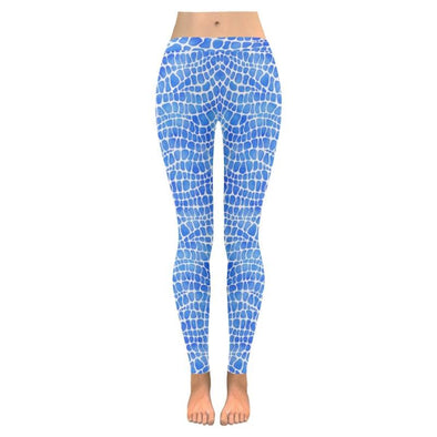 Womens Premium Leggings - Cobalt Blue Watercolor Animal Prints - Alligator Blue / S - Clothing big cats cheetahs giraffes hot new items