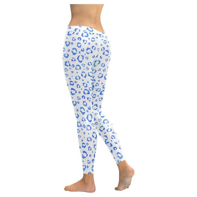 Blue Watercolor Leggings for Women, High Waisted Workout Pants