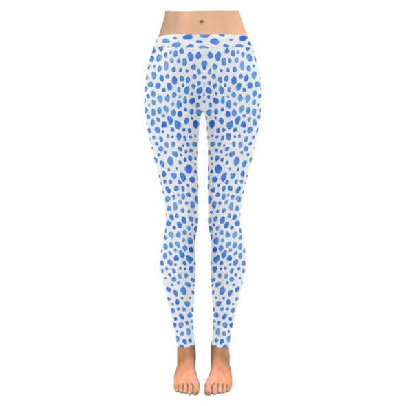 Womens Premium Leggings - Cobalt Blue Watercolor Animal Prints - Cheetah Blue Spot / S - Clothing big cats cheetahs giraffes hot new items
