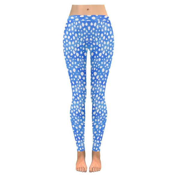 Womens Premium Leggings - Cobalt Blue Watercolor Animal Prints - Cheetah White Spot / S - Clothing big cats cheetahs giraffes hot new items