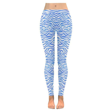 Womens Premium Leggings - Cobalt Blue Watercolor Animal Prints - Zebra 1 White / S - Clothing big cats cheetahs giraffes hot new items