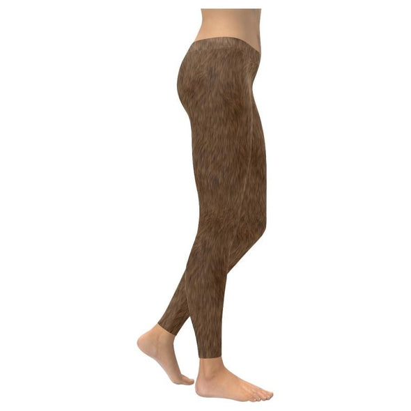 Brown Leopard Women's Yoga Leggings, Animal Print Ladies' Long Tights-Made  in USA/EU/MX