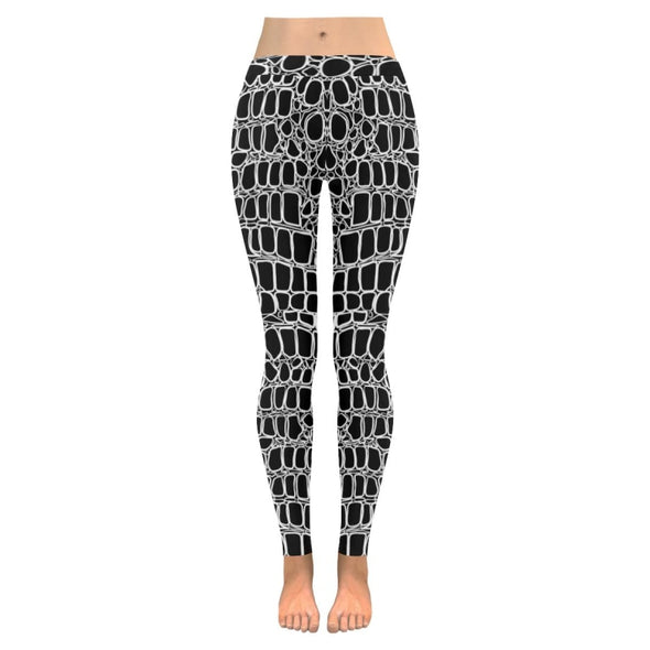 Womens Premium Leggings - Custom Black & White Animal Patterns - Black & White Alligator / S - Clothing hot new items leggings yoga gear