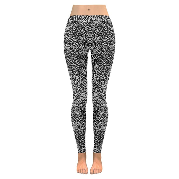 Womens Premium Leggings - Custom Black & White Animal Patterns - Black & White Elephant / S - Clothing hot new items leggings yoga gear