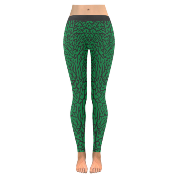 Womens Premium Leggings - Custom Elephant Pattern - Green Elephant / Xxs - Clothing Elephants Leggings Yoga Gear