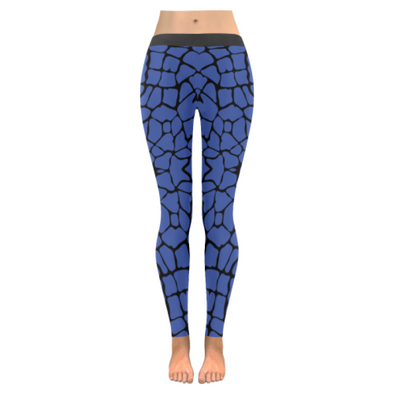 Womens Premium Leggings - Custom Giraffe Pattern W/ Black Background - Blue Giraffe / Xxs - Clothing Giraffes Leggings Yoga Gear