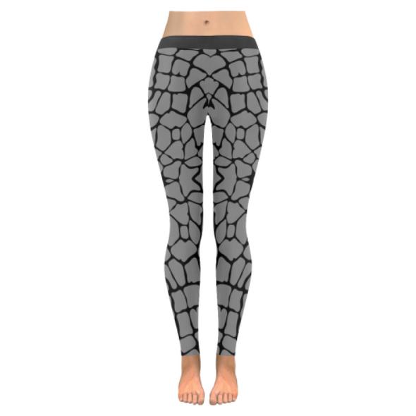 Womens Premium Leggings - Custom Giraffe Pattern W/ Black Background - Gray Giraffe / Xxs - Clothing Giraffes Leggings Yoga Gear