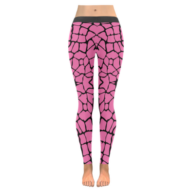 Womens Premium Leggings - Custom Giraffe Pattern W/ Black Background - Hot Pink Giraffe / Xxs - Clothing Giraffes Leggings Yoga Gear