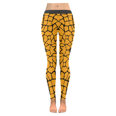 Womens Premium Leggings - Custom Giraffe Pattern W/ Black Background - Orange Giraffe / Xxs - Clothing Giraffes Leggings Yoga Gear