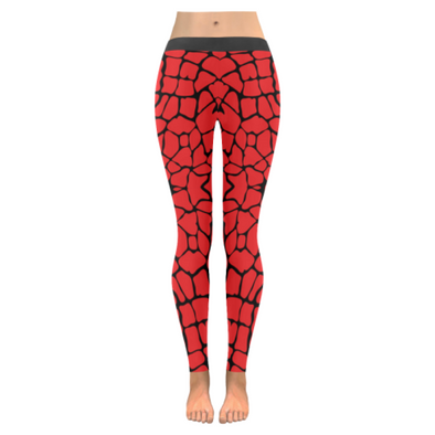 Womens Premium Leggings - Custom Giraffe Pattern W/ Black Background - Red Giraffe / Xxs - Clothing Giraffes Leggings Yoga Gear