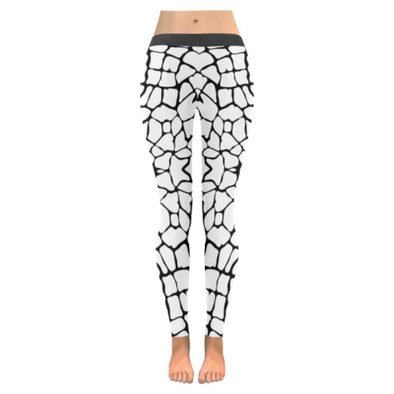 Womens Premium Leggings - Custom Giraffe Pattern W/ Black Background - White Giraffe / Xxs - Clothing Giraffes Leggings Yoga Gear