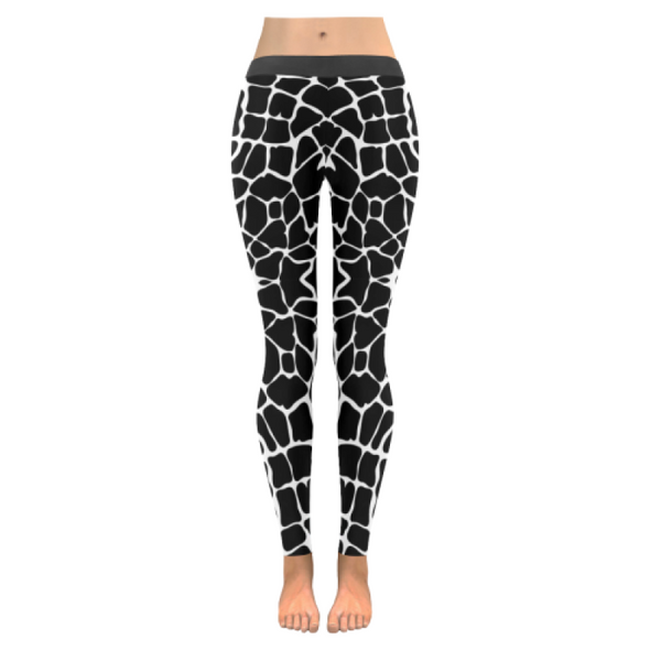 Womens Premium Leggings - Custom Giraffe Pattern W/ White Background - Black Giraffe / Xxs - Clothing Giraffes Leggings Yoga Gear