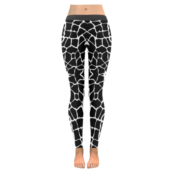 Women s Premium Leggings Custom Giraffe Pattern w White Background Animal Social Company