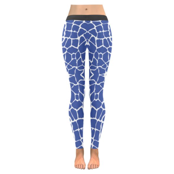 Womens Premium Leggings - Custom Giraffe Pattern W/ White Background - Blue Giraffe / Xxs - Clothing Giraffes Leggings Yoga Gear