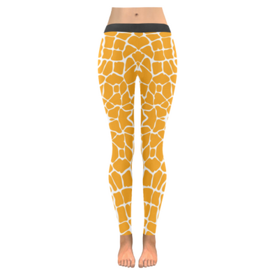 Womens Premium Leggings - Custom Giraffe Pattern W/ White Background - Orange Giraffe / Xxs - Clothing Giraffes Leggings Yoga Gear