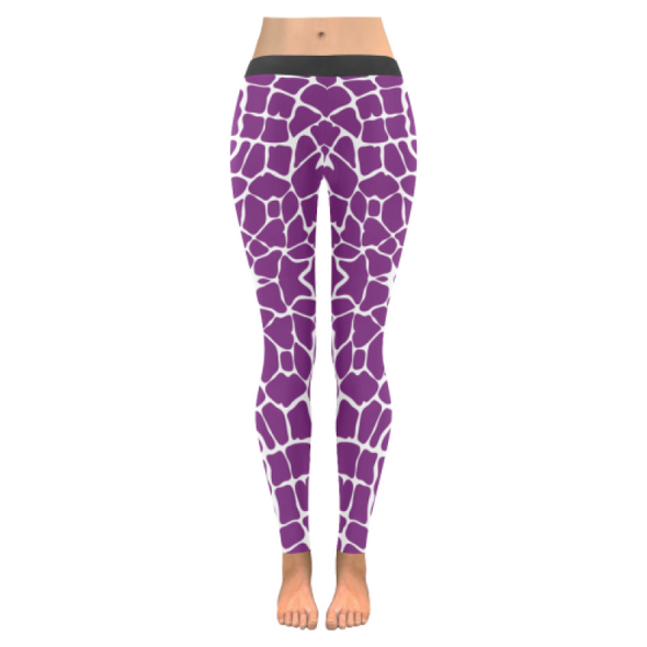 Womens Premium Leggings - Custom Giraffe Pattern W/ White Background - Purple Giraffe / Xxs - Clothing Giraffes Leggings Yoga Gear