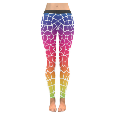 Womens Premium Leggings - Custom Giraffe Pattern W/ White Background - Rainbow Giraffe / Xxs - Clothing Giraffes Leggings Yoga Gear