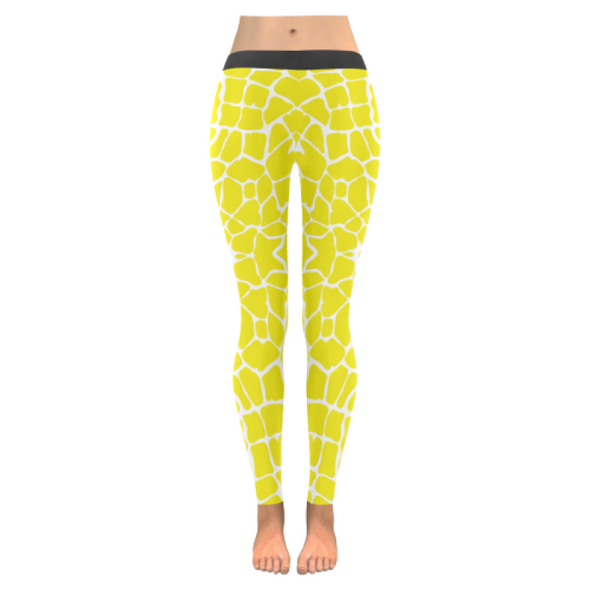 Womens Premium Leggings - Custom Giraffe Pattern W/ White Background - Yellow Giraffe / Xxs - Clothing Giraffes Leggings Yoga Gear
