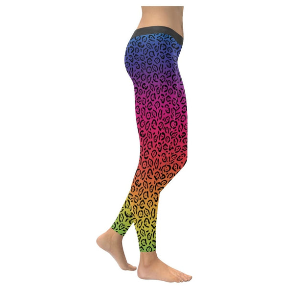 Rainbow Leopard Leggings. Animal Patterned Yoga Pants. 
