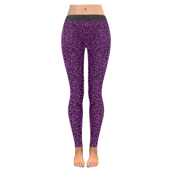 Womens Premium Leggings - Custom Jaguar Pattern - Purple Jaguar / Xxs - Clothing Jaguars Leggings Yoga Gear