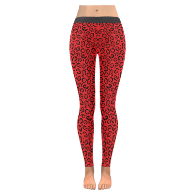 Womens Premium Leggings - Custom Jaguar Pattern - Red Jaguar / Xxs - Clothing Jaguars Leggings Yoga Gear