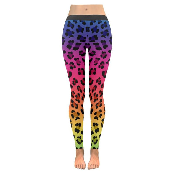 Womens Premium Leggings - Custom Leopard Pattern - Rainbow Leopard / Xxs - Clothing Leggings Leopards Yoga Gear