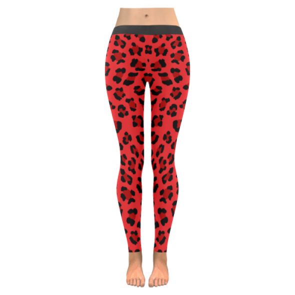Womens Premium Leggings - Custom Leopard Pattern - Red Leopard / Xxs - Clothing Leggings Leopards Yoga Gear