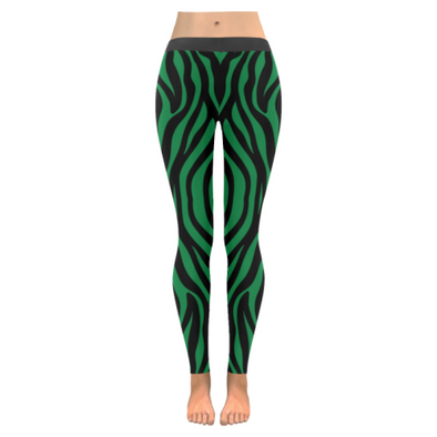 Womens Premium Leggings - Custom Zebra Pattern - Green Zebra / Xxs - Clothing Leggings Yoga Gear Zebras