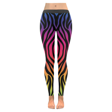 Womens Premium Leggings - Custom Zebra Pattern - Rainbow Zebra / Xxs - Clothing Leggings Yoga Gear Zebras