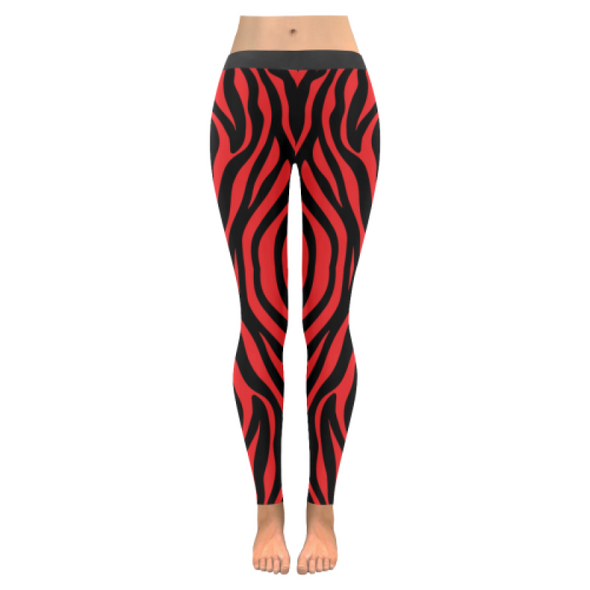 Womens Premium Leggings - Custom Zebra Pattern - Red Zebra / Xxs - Clothing Leggings Yoga Gear Zebras