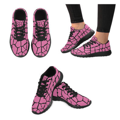 Womens Running Sneakers - Custom Giraffe Pattern W/ Black Background - Hot Pink Giraffe / Us6 - Footwear Giraffes Sneakers