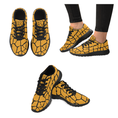 Womens Running Sneakers - Custom Giraffe Pattern W/ Black Background - Orange Giraffe / Us6 - Footwear Giraffes Sneakers