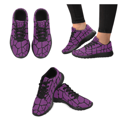 Womens Running Sneakers - Custom Giraffe Pattern W/ Black Background - Purple Giraffe / Us6 - Footwear Giraffes Sneakers