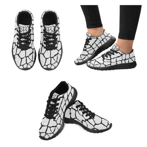 Womens Running Sneakers - Custom Giraffe Pattern W/ Black Background - White Giraffe / Us6 - Footwear Giraffes Sneakers