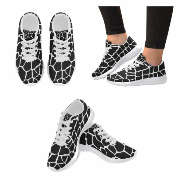 Womens Running Sneakers - Custom Giraffe Pattern w/ White Background - Black Giraffe / US6 - Footwear giraffes sneakers