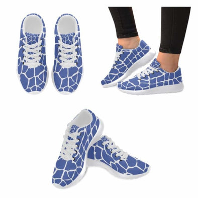 Womens Running Sneakers - Custom Giraffe Pattern w/ White Background - Blue Giraffe / US6 - Footwear giraffes sneakers