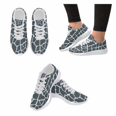 Womens Running Sneakers - Custom Giraffe Pattern w/ White Background - Charcoal Giraffe / US6 - Footwear giraffes sneakers
