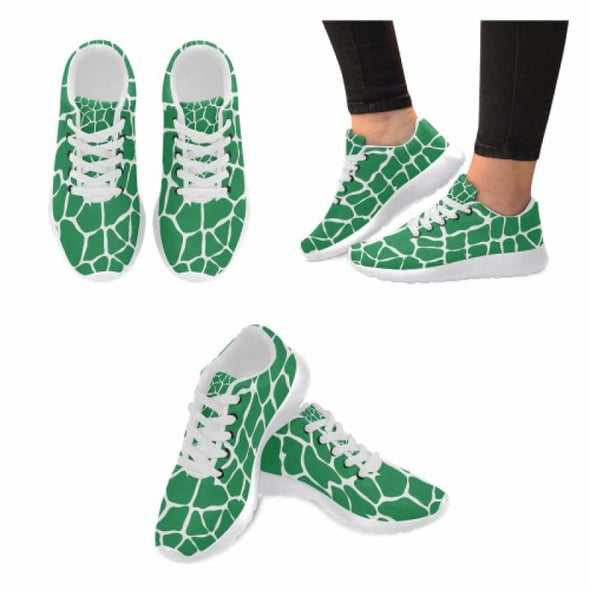 Womens Running Sneakers - Custom Giraffe Pattern w/ White Background - Green Giraffe / US6 - Footwear giraffes sneakers