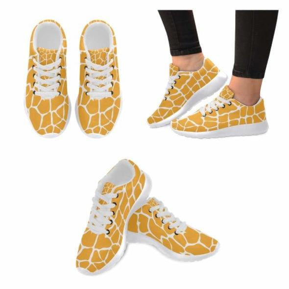 Womens Running Sneakers - Custom Giraffe Pattern w/ White Background - Orange Giraffe / US6 - Footwear giraffes sneakers